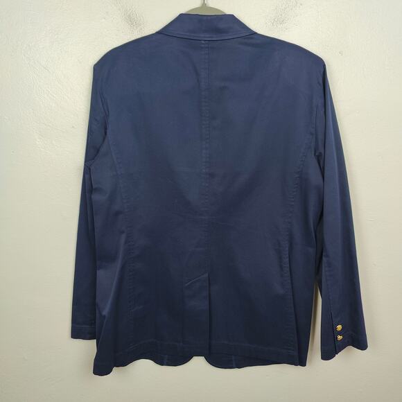 Vintage 90s Lauren Ralph Lauren Blazer Mens Medium Navy Blue Logo Emblem Preppy - Picture 6 of 9